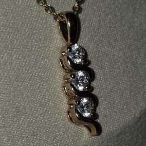 Sterling Silver And White CZ Bar Pendant Necklace